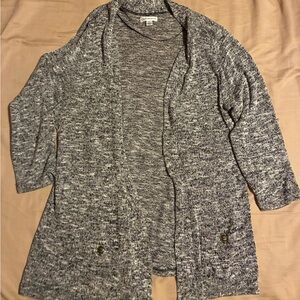 Croft & Barrow Marled Gray Women's Cardigan 3/4 Sleeve